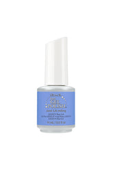 0.5 ounce bottle of  Just Gel Polish Just Landing with color combination of white and light blue packaging